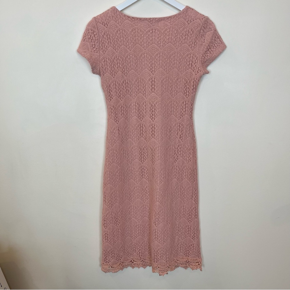 De Collection Lace Pink Dress Womens Small Lined Bridal Cocktail Crochet - Picture 6 of 6